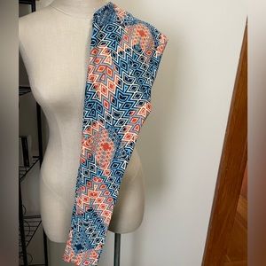 Lularoe blue & orange handkerchief leggings OS nwot